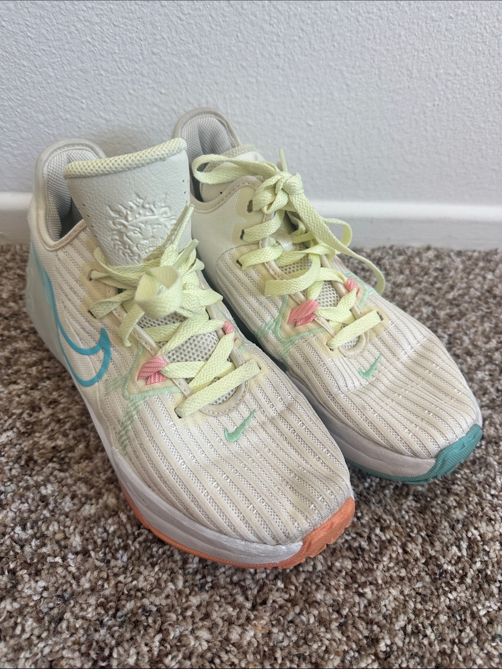 Nike Lebrok Witness 6 Easter Cream Athletic Sneakers with Pastel Accents Youth